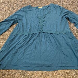 Eyeshadow Teal Boho Top sz. 1X